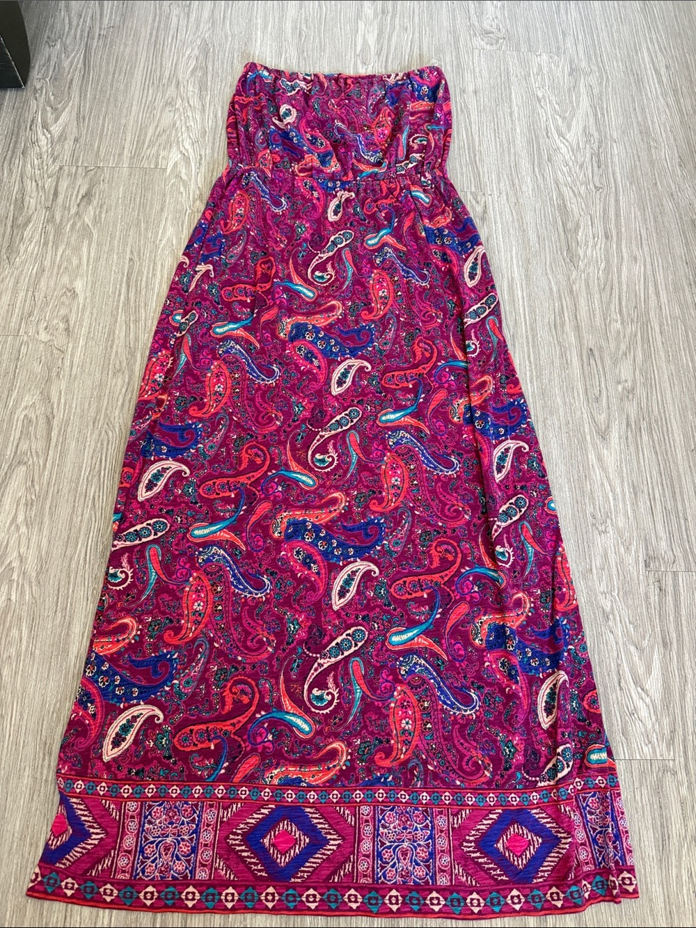 Lucky Brand Multi Color Maxi Strapless Dress Sz L - Picture 2 of 12